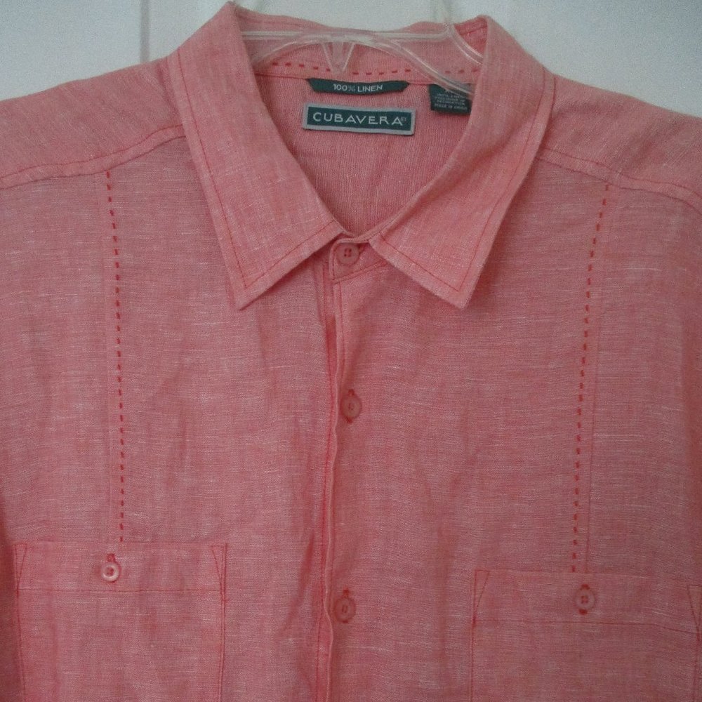 Cubavera Mens L/S Peach Linen Resort Wear Casual Shirt NWOT - Size XL